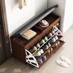 玄関ドアの靴交換スツール、家庭用座り靴キャビネット、座りスツール、一体型靴ラック、ソフトバッグクッション、玄関ドアの靴交換スツール