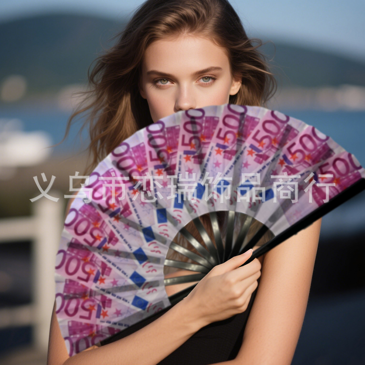 10 pulgadas 33cm dólar estadounidense euro libra ventilador impreso ventilador fluorescente plástico plegable hueso del ventilador poliéster accesorios de abanico