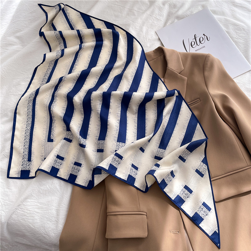 Spring and Summer 2022 New Style Striped Large Triangle Scarf Shawl Travel Photo Scarf Small Scarf Elegant Decorative Hanging
