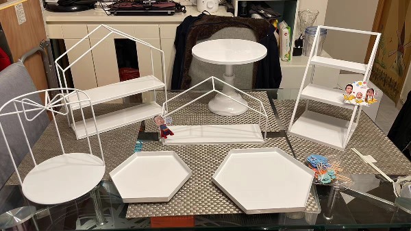 Estilo europeo blanco decoración de la mesa de postre soporte de exhibición de la torta de la boda estante merienda té de la tarde postre bandeja de pastelería
