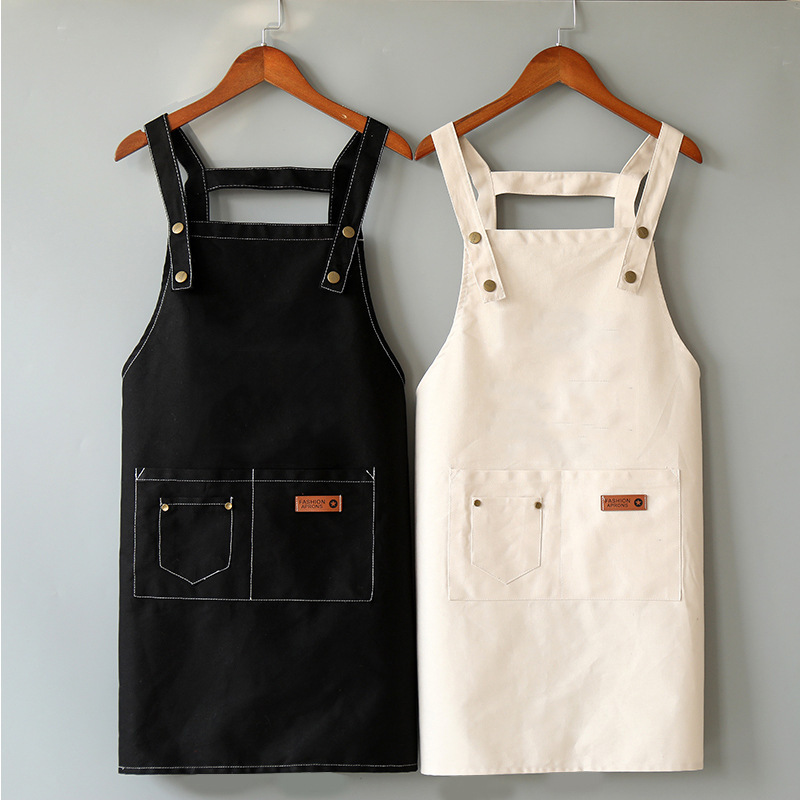 Canvas Apron Men's and Women's Work Clothes Waist Custom Logo Printing Advertising Bank Nail Art Milk Tea Shop Home Kitchen