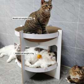 icle工厂现货木质猫架猫抓板可替换瓦楞纸猫抓板跨境折叠650大号