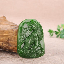 厂家批发仿和田玉碧玉生肖虎吊坠外蒙料菠菜绿虎虎生威挂件玉项链