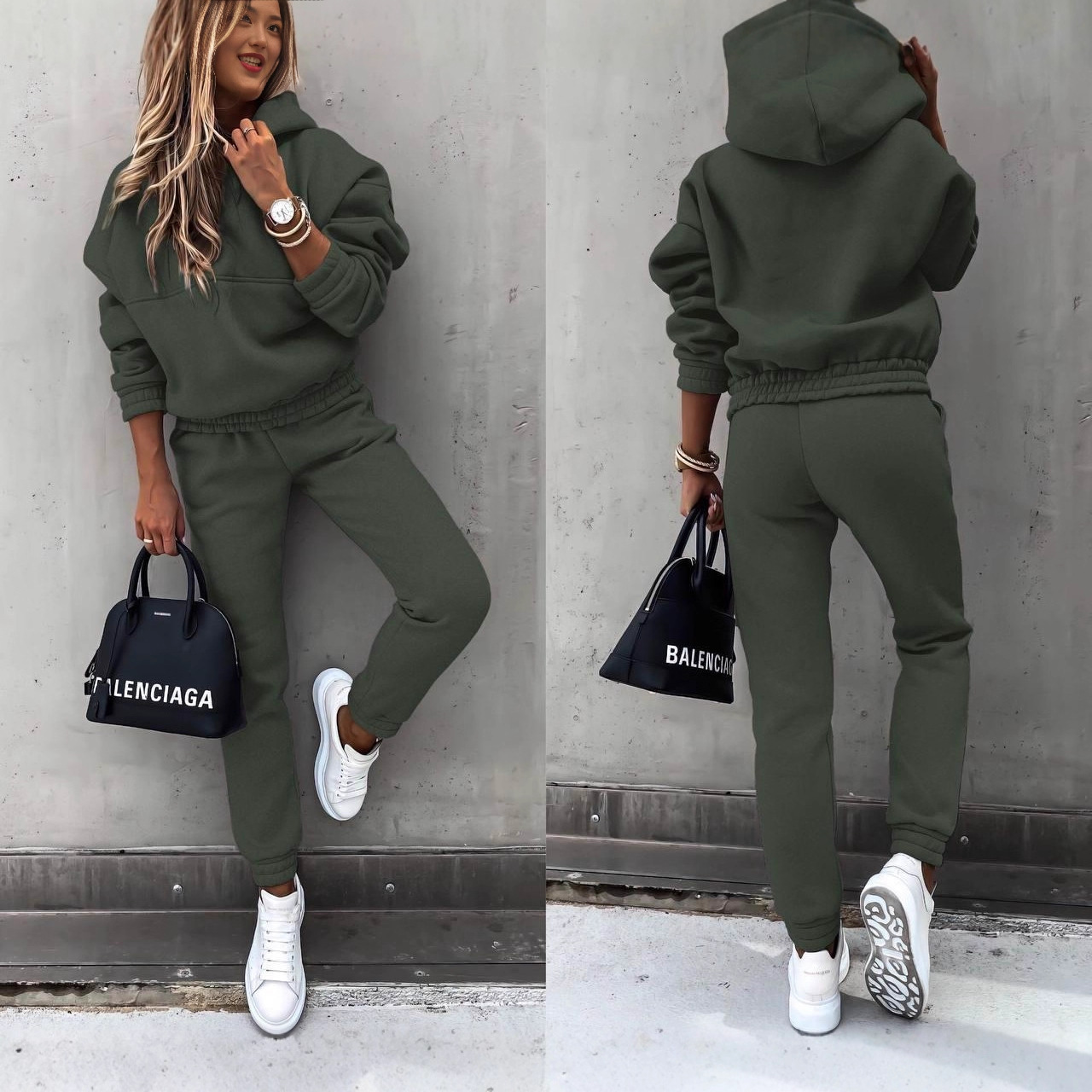 2025 Autumn and Winter Amazon Women's European and American Foreign Trade Fashion Long-Sleeved Sports and Casual Sweater Suit Two-Piece Set for Women