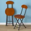 Dark wood grain black frame enlarged reinforced round stool---slow and easy