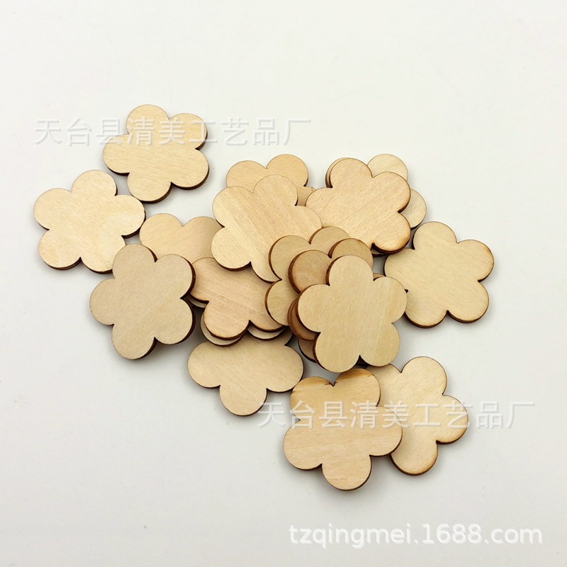 Tablero de madera de tilo de 30mm-180mm nuevo botón de flor de ciruela de cinco flores de bricolaje hermosa decoración para niños