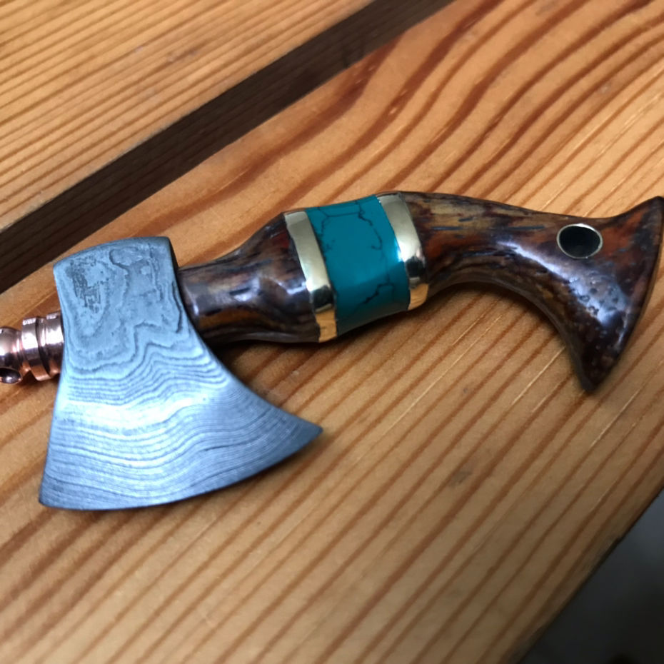 新款迷你小刀大马士革斧子迷你斧头维京战斧钥匙扣挂饰刀拆快递刀