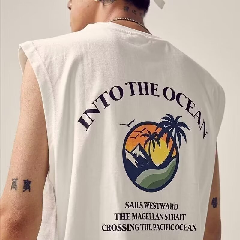 230G HeavyweiGhT Pure CoTTon VesT Men's Summer American Trendy Brand Loose WaisTcoaT T-shirT Casual VersaTile BaskeTball Top