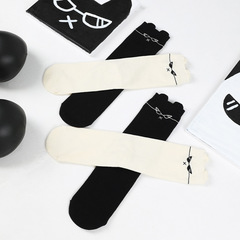 卡通可愛酷酷喵襪子女士學生簡約時尚中筒襪四季百搭棉襪諸暨襪廠