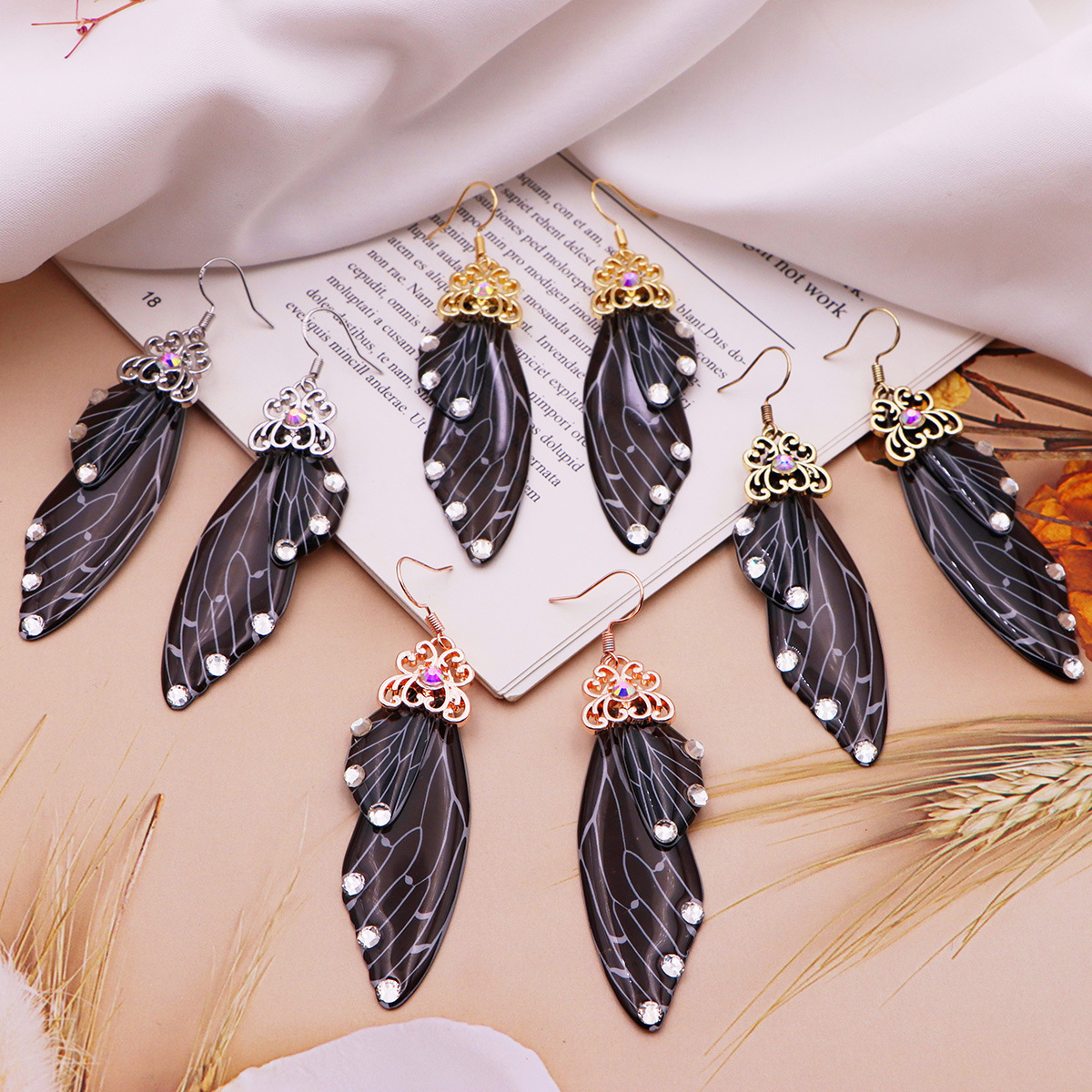 Sweet Butterfly Copper Rhinestones Drop Earrings 1 Pair