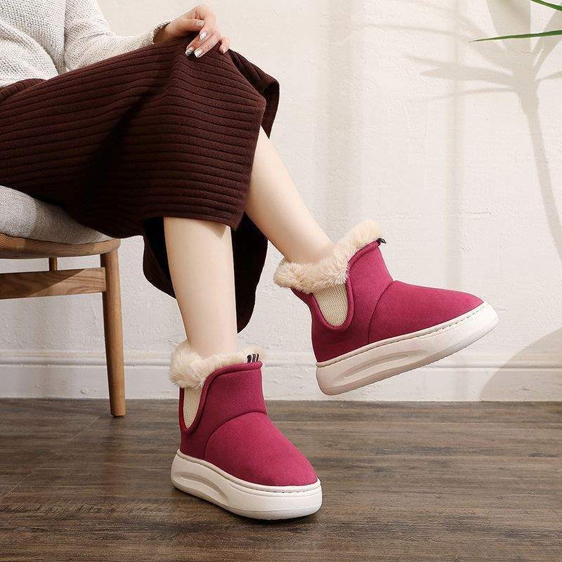 2025 Warm Snow Boots Fleece-Lined Thickeneded Cotton Shoes Non-Slip Warm Cotton Slippers Bag Heel Thick Sole Girls Winter Cotton Slippers