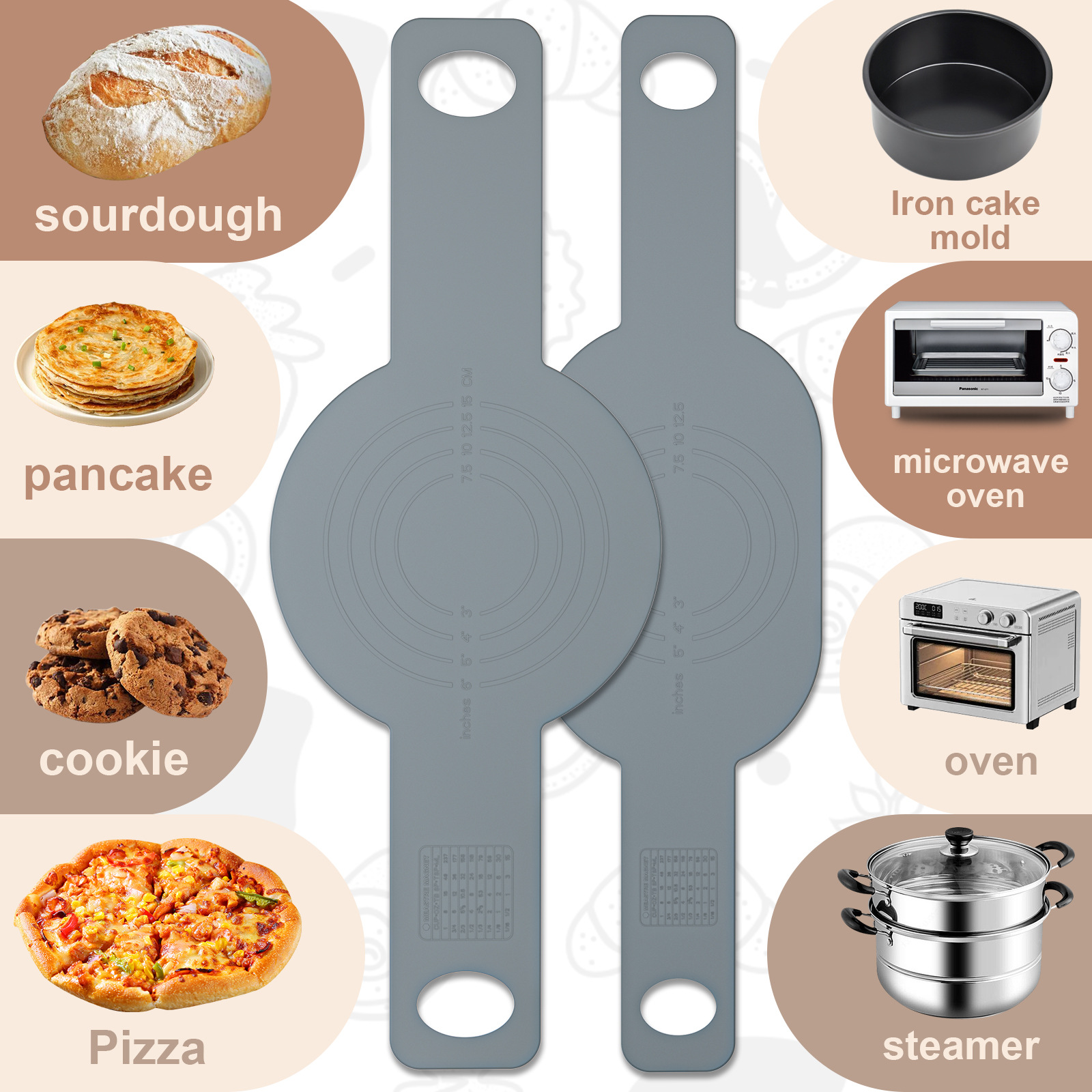 Cross-border silicone baking mat, long-handled mat, food and bread transfer mat, reusable silicone bread sling, Dutch baking mat