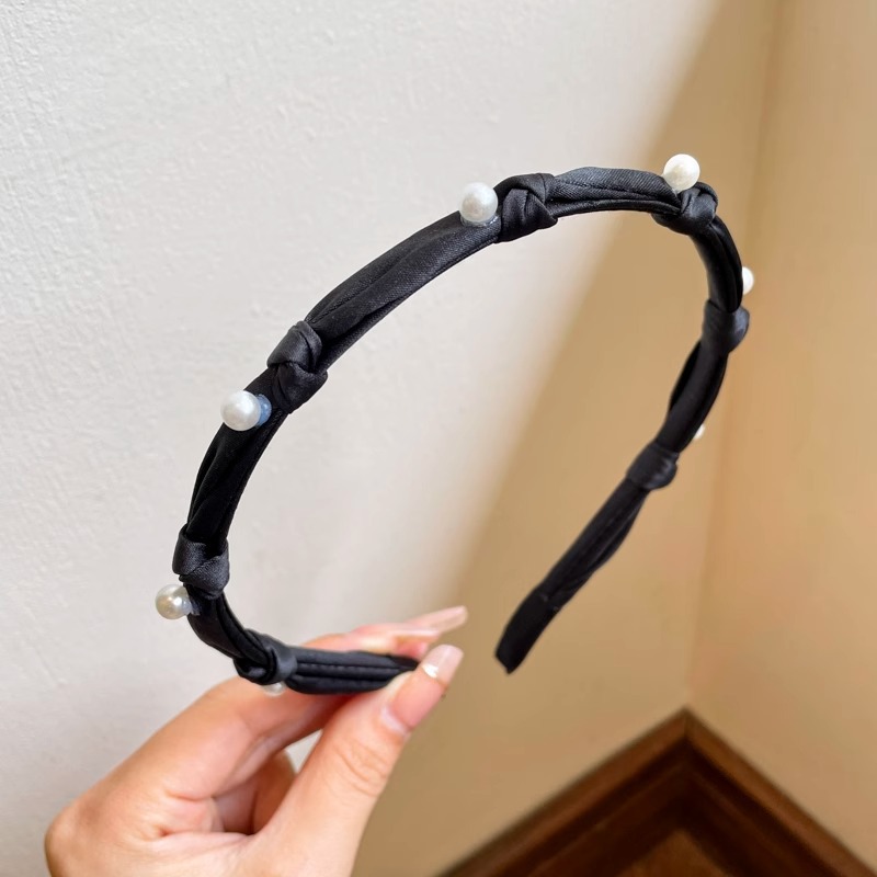 Banda para el cabello con pliegues en la parte superior del cráneo alto, horquilla de lavado de cara negra 2025 nuevo paquete de cabello a presión rojo neto, diadema de todo fósforo para mujeres