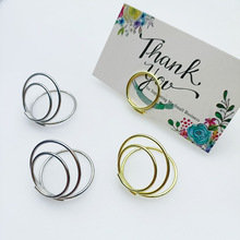 新款大号双层圆形便签夹婚庆席们卡片夹金属便签夹相片夹卡通名片