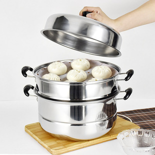 Stainless Steel Three-Layer Thickened Steamer, 3-Layer Steaming Rack, 1-Layer Soup Pot, Double-Layer Household Induction Cooker Cookware