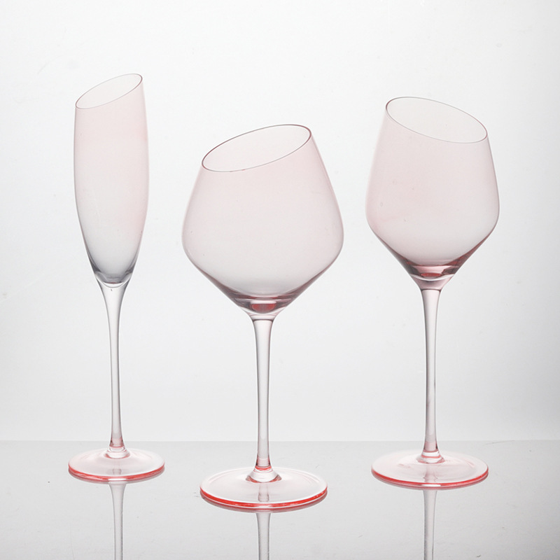 Vidrio de cristal doméstico borgoña con tazas de vino inclinadas, tazas comerciales de champán de lujo ligero, tazas de alto valor