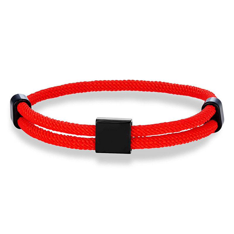 Cross-Border Spot Milan Rope Bracelet Blank Wordless Laser Color Printing Material Stainless Steel Adjustable Braided Rope Bracelet