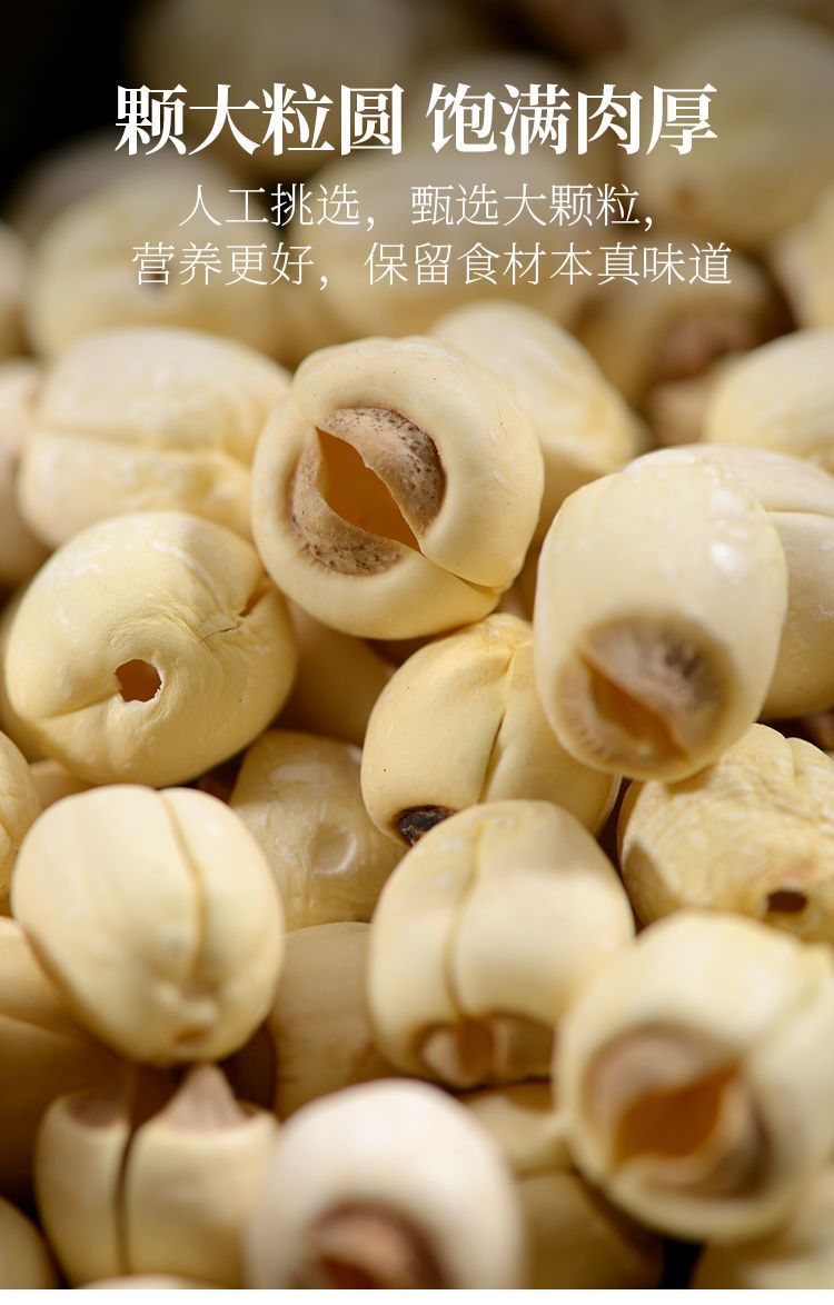 White Lotus Seeds Bai Lian Zi 500g Coreless Dried Nelumbo nucifera Seeds for Soup Congee and Herbal Tea specifications
