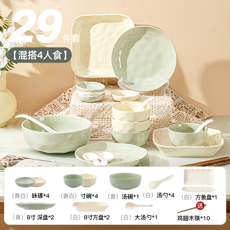 Sensual bowl set household bowl 2024 new ceramic bowl combination chopsticks move underglaze colored cream tableware