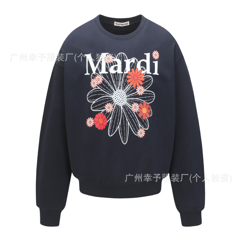 韩国Mardi卫衣赵露思同款小雏菊腊肠狗女秋冬刺绣印花套头圆领外|undefined