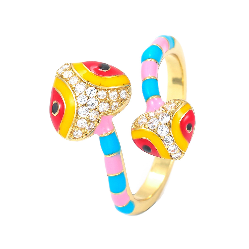 Geometric, Snake Pattern Retro Geometric Snake Copper Open Ring Plating Zircon Copper Rings