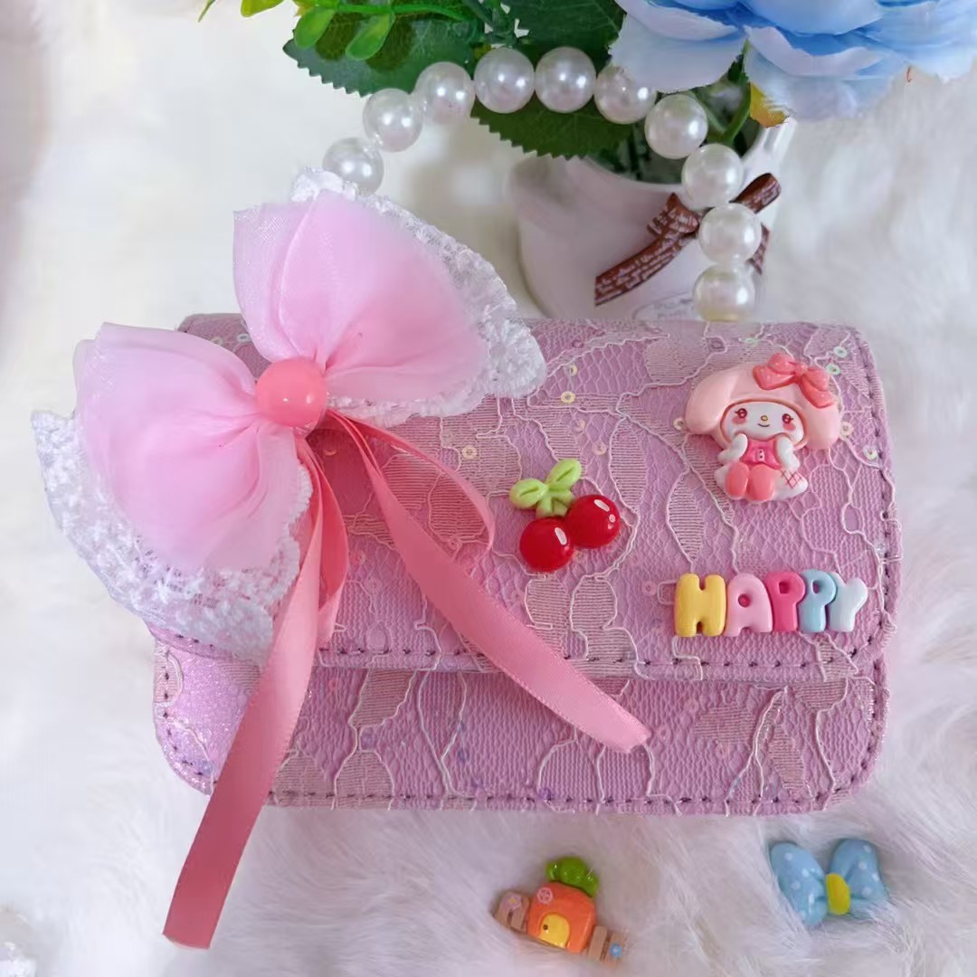 Bolso de perlas, bolso de arco, bolso de princesa Melody, bolso de Año Nuevo, bolso de hombro cuadrado de cadena de niña roja