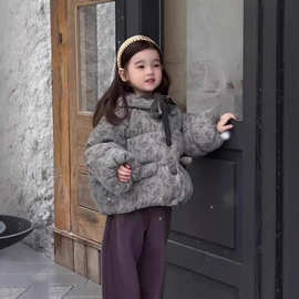 女童棉服2025冬季新款韩系森系气质女宝宝夹棉加厚中小童连帽棉袄