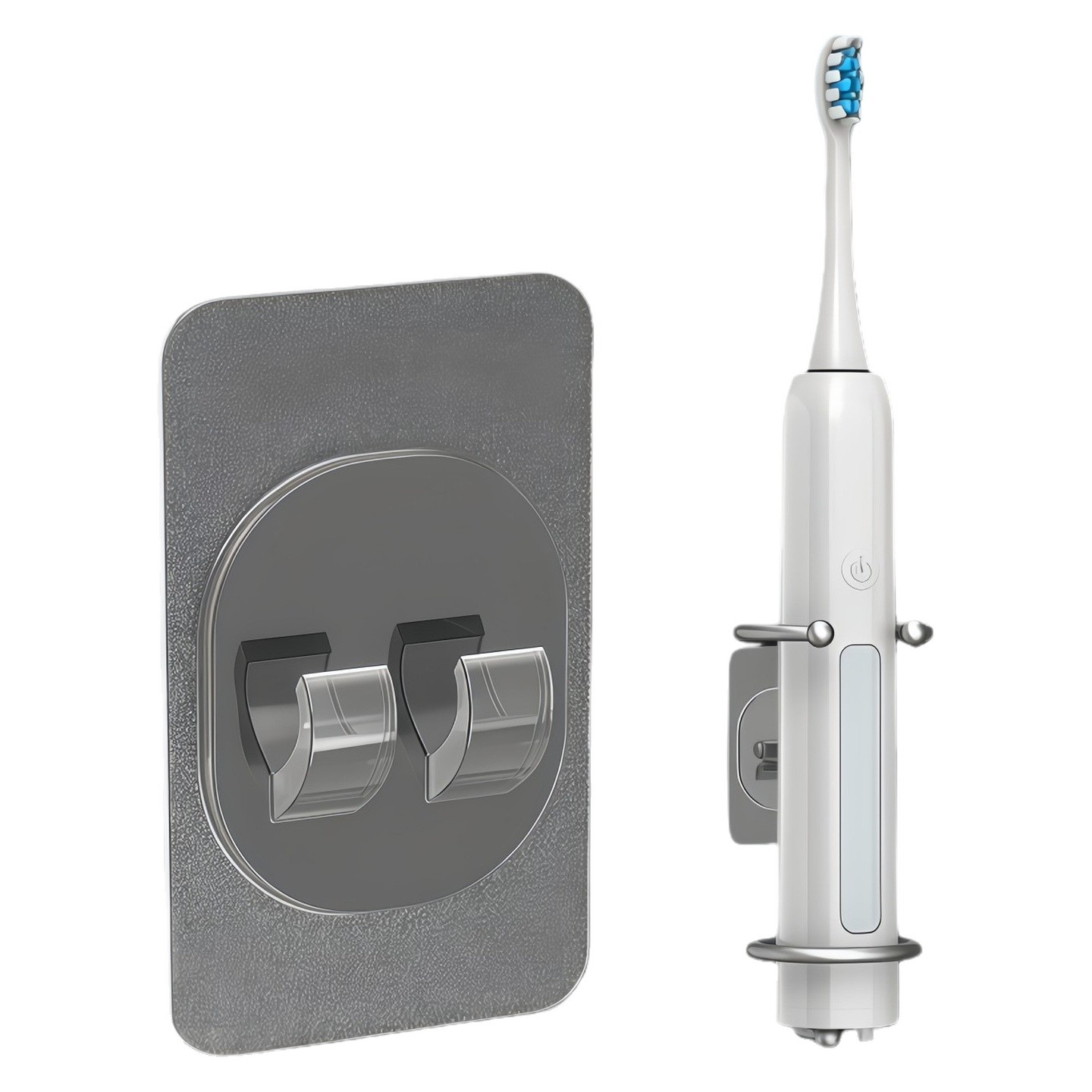 Soporte para cepillo de dientes eléctrico, sin taladro, estante de almacenamiento metálico VHB sin rastro, estante de baño personalizado OEM transfronterizo.