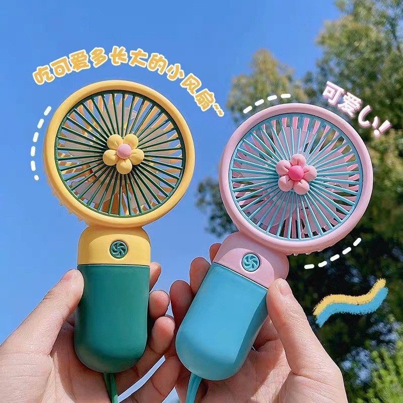handheld cartoon table small air fan flower-shaped for students