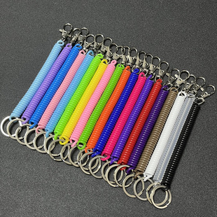 Source factory production high elastic EVA plastic anti-lost telephone line spring rope key chain telescopic buckle lanyard flat ring