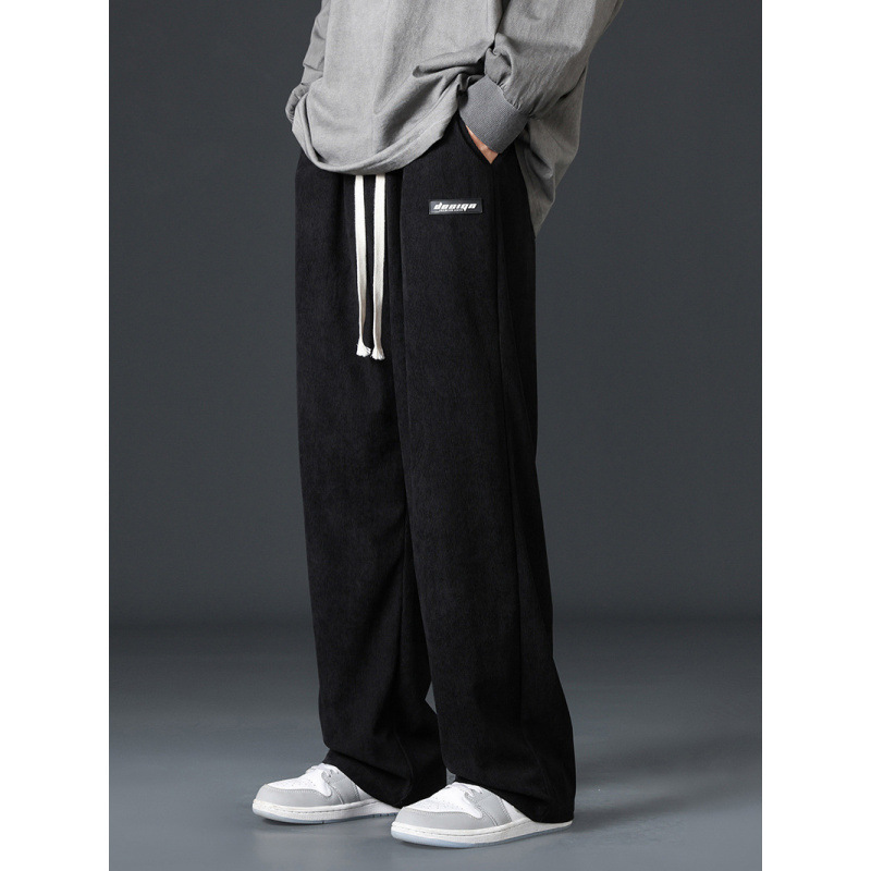 Pantalones rectos de cordillera para hombres primavera y otoño marca de tendencia nuevo relajado colgante deportivo etiqueta casual pantalones largos de piernas anchas image 4