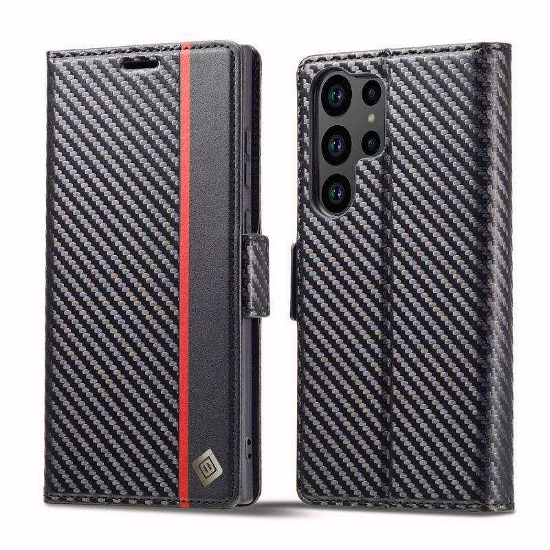 サムスンs 23ultra携帯電話革カバーs 23ultra炭素繊維ケースs 23ultra財布携帯電話カバーに適用します。|undefined