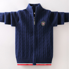 男童毛衣秋冬兒童拉鏈開衫春秋外穿上衣中大童棉線針織衫加絨加厚