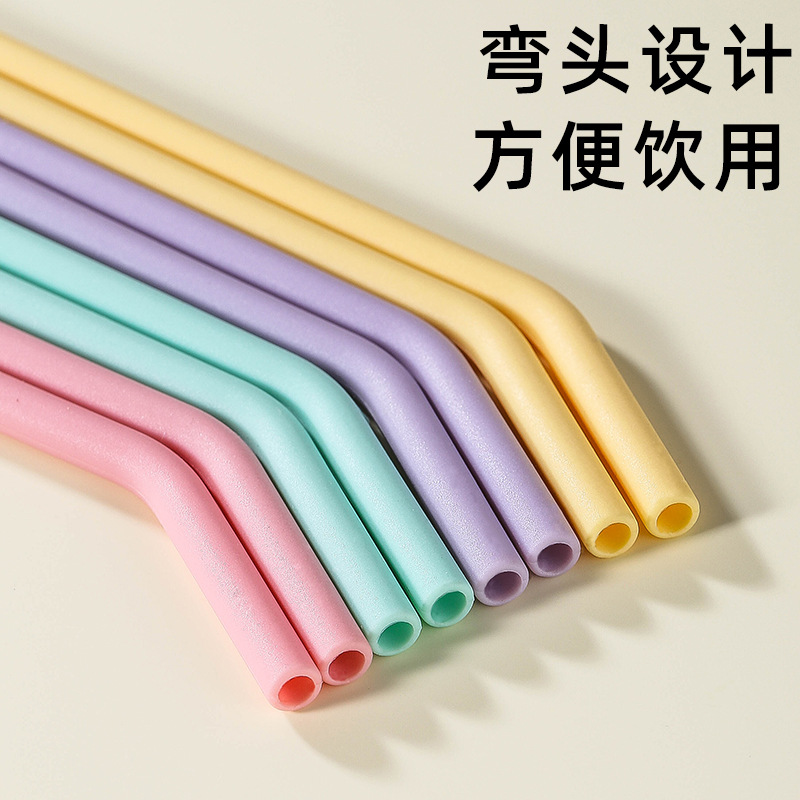 Juego de Pajitas Curvas Nórdicas de Silicona de Grado Alimenticio Xuanjun, Cuatro Piezas, Resistentes a Altas Temperaturas, Fáciles de Limpiar, Aptas para Lavavajillas.