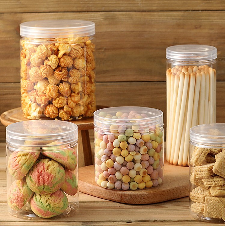 Biscuit Jar Cookie Cranberry Snowflake Pastry Packaging Box Food Sealed Moisture-Proof Storage Jar Plastic Transparent Bucket