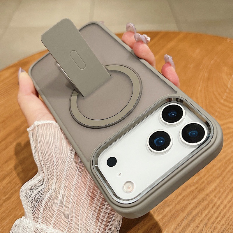 隐形折叠支架适用iPhone17promax手机壳磁吸苹果16磨砂15创意防摔|undefined