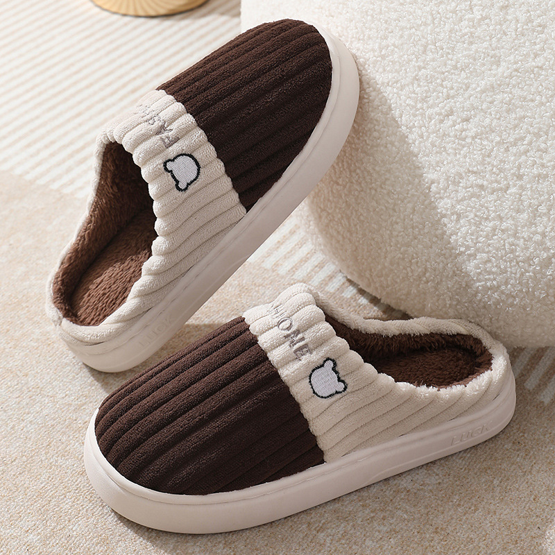 Pantuflas de algodón para mujer, nuevo estilo de otoño e invierno, antideslizantes para interiores, pantuflas cálidas para hombre, invierno.
