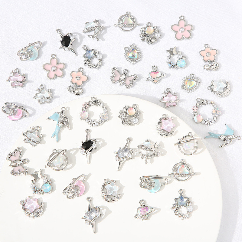 Alloy pendant diamond silver jewelry love Garland moon metal diy jewelry accessories bracelet necklace handmade material