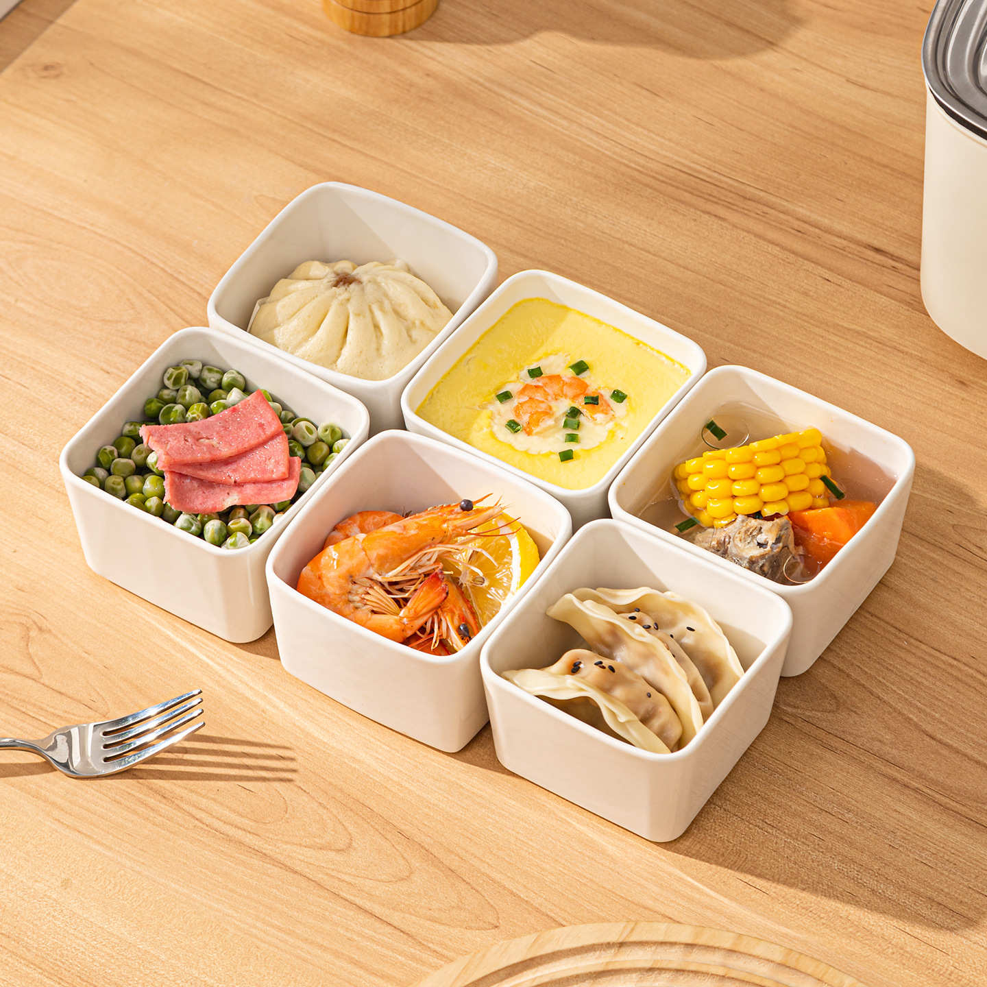 tazón de cerámica simple cocina platos de acompañamiento cuenco divisorio doméstico platos de olla caliente multicapa para almacenar artefactos mágicos platos de condimentos