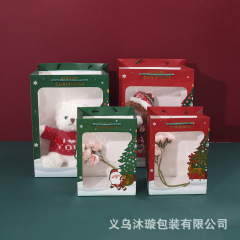 透明なクリスマスギフトバッグ箔押し窓紙袋リンゴ透明ギフトバッグ包装平安夜手提げ袋