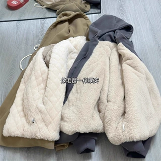 羊羔绒卫衣外套女秋冬加绒加厚防寒服棉服厚2026新款开衫连帽上衣