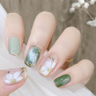 Fake Nail Stickers Wearing Nail Nail Stickers Finished Nail Stickers Camellia Removable Nail Stickers Handmade Nail Stickers
