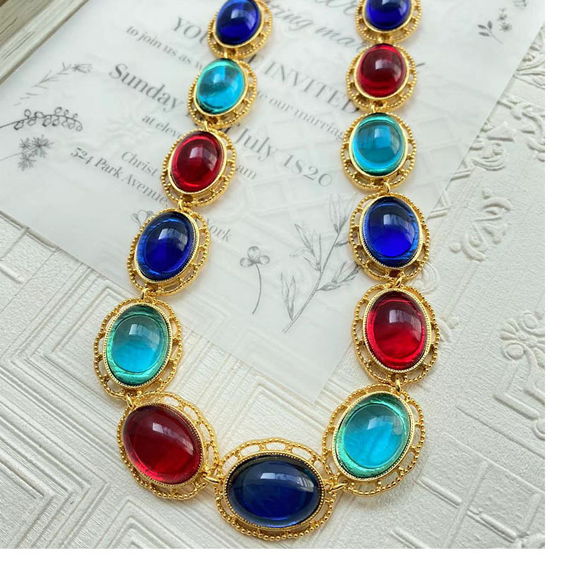 Vintage Style Oval Alloy Gold Plated Glass Womenu0027S Bracelets Earrings Necklace