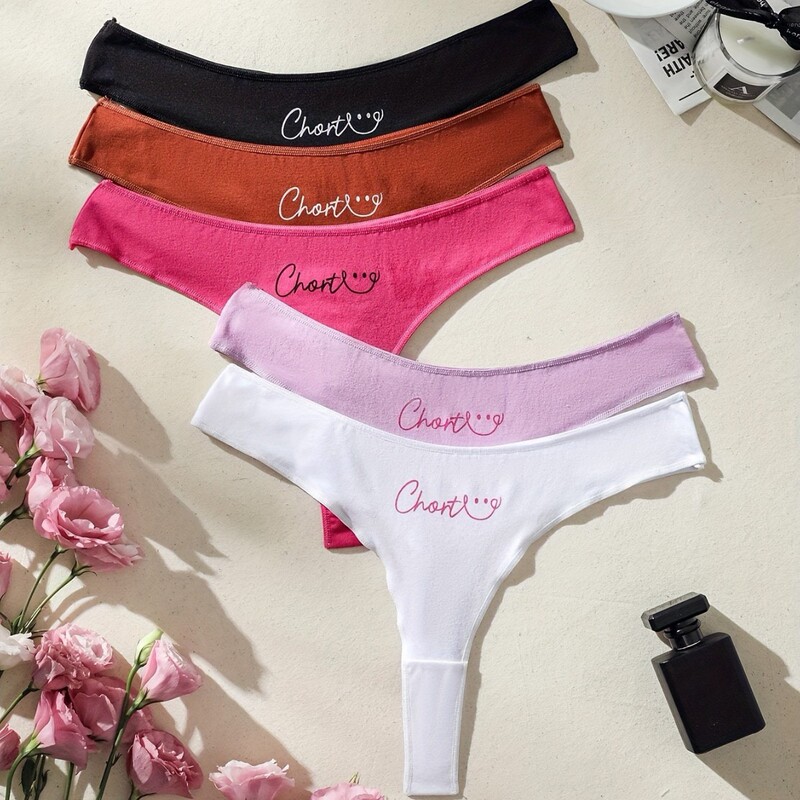 Cross-Border European and American Plus-Size Seamless Pure Cotton Letter-Print High-Elastic Invisible Thin V-Shaped Waist Thong Panties Wholesale for Women Cross-Border European and American Plus-Size Seamless Pure Cotton Letter-Print High-Elastic Invisible Thin V-Shaped Waist Thong Panties Wholesale for Women
