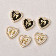 简约设计珍珠爱心蝴蝶结合金吊坠diy手链项链耳饰品挂坠配件材料