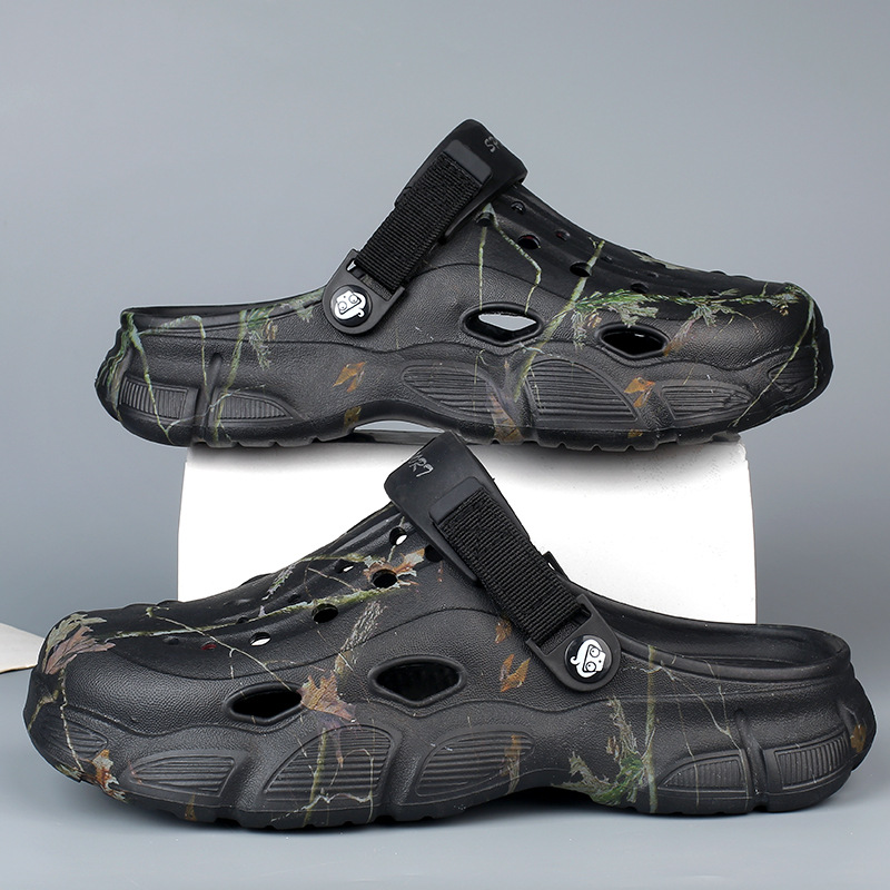 Zapatos de agujero transfronterizos para hombres de verano nuevos zapatillas antideslizantes con cabeza de bolsillo, zapatos de playa para nadar junto al mar