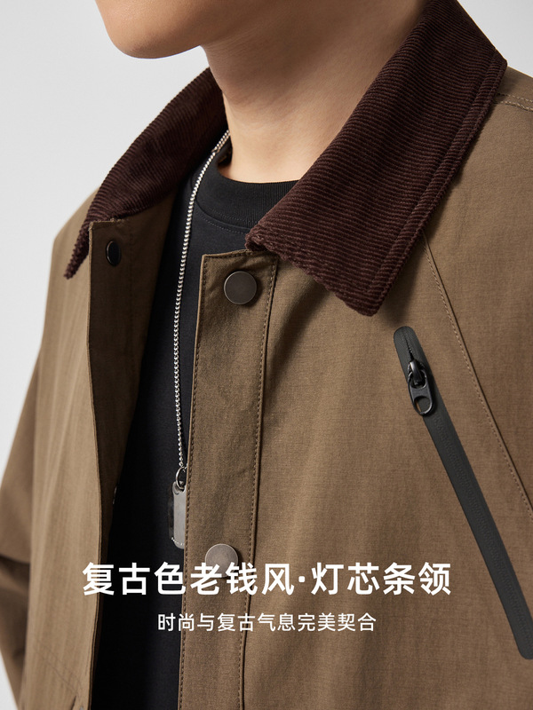 墨麦客男装老钱风翻领外套男2025秋新款复古撞色休闲夹克男81388.|undefined