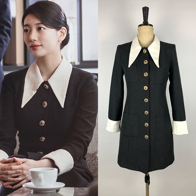 Spot 2024 Autumn and Winter New Style Pei Xiuzhi Star's Same Style Slimming Look Small Fragrant Style Jacket Dress