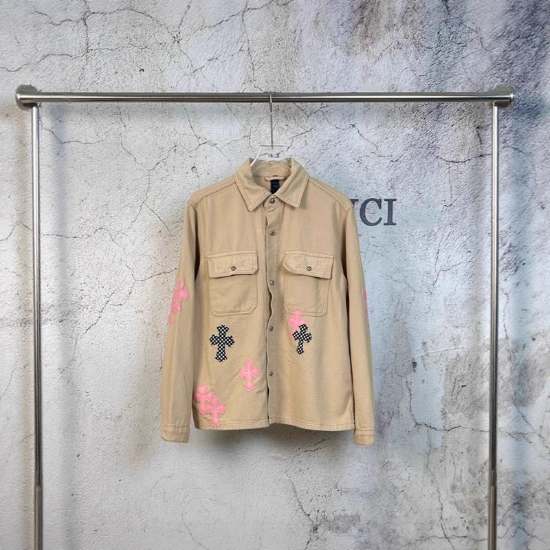 Trendy Ch Sanskrit Cross Patchwork Leather Work Shirt High Street Multi-Pocket Functional Versatile Trendy Unisex Jacket