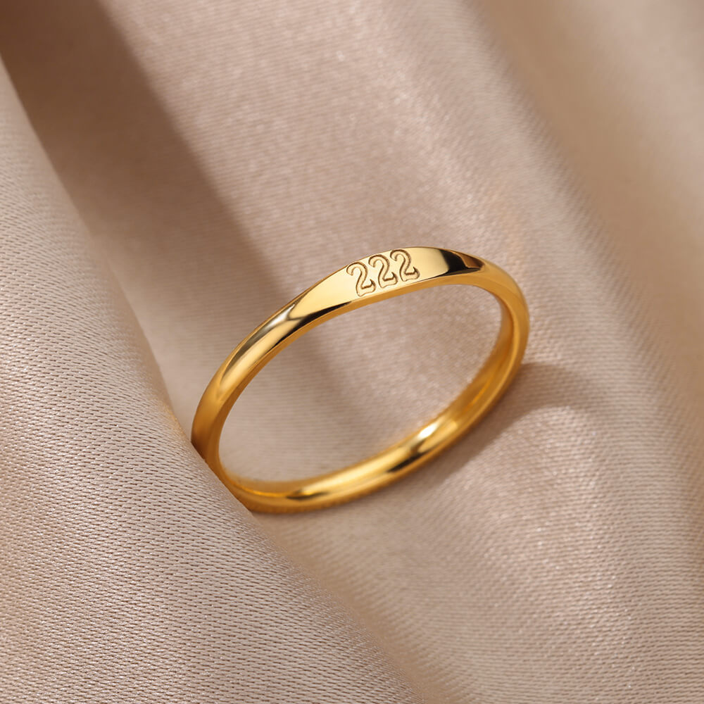 Daily Occasion 304 Stainless Steel Material PVD Coated Real Gold Plated Number Stainless Steel Simple Style Waterproof Non Tarnish Rings